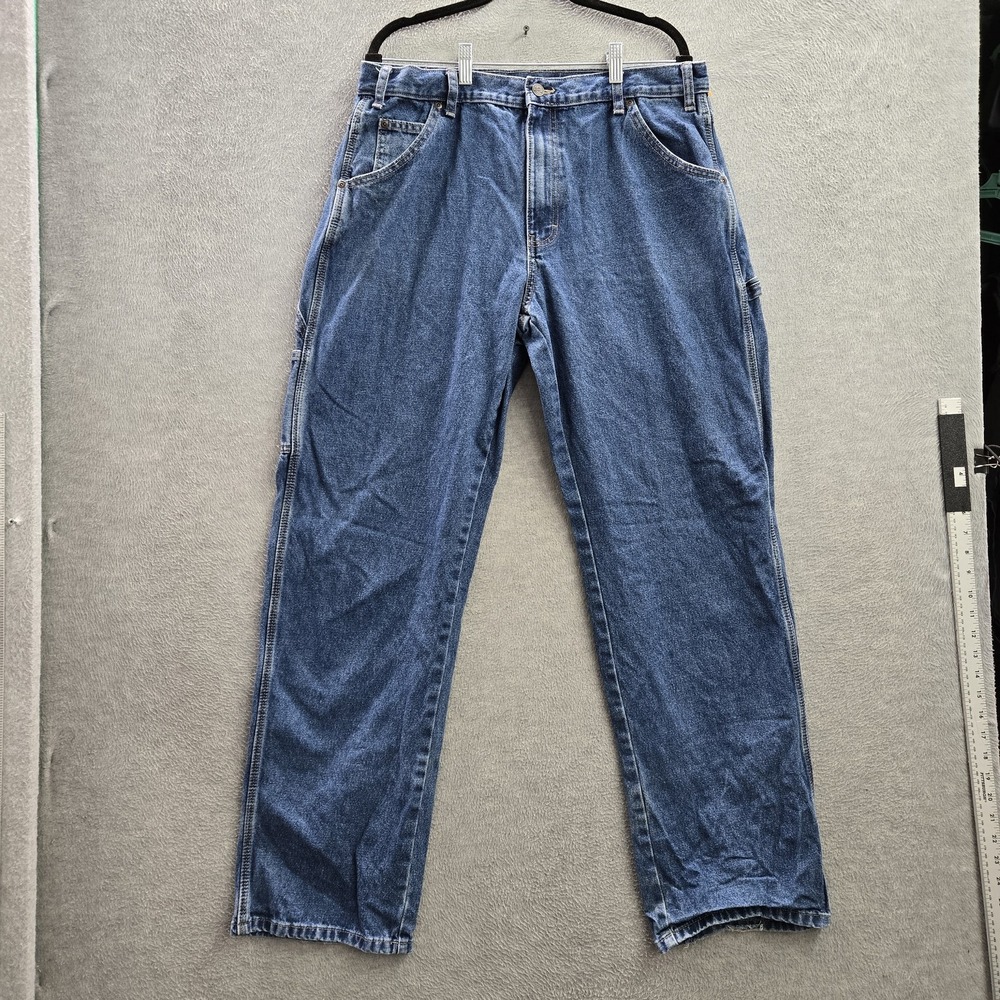 Dickies‎ Men Jeans 36X34 Blue Denim Carpenter Logo 32" Inseam
